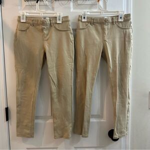 The Children's Place Girls Uniform Ponte Knit Pull On Jeggings Tan size 10 plus